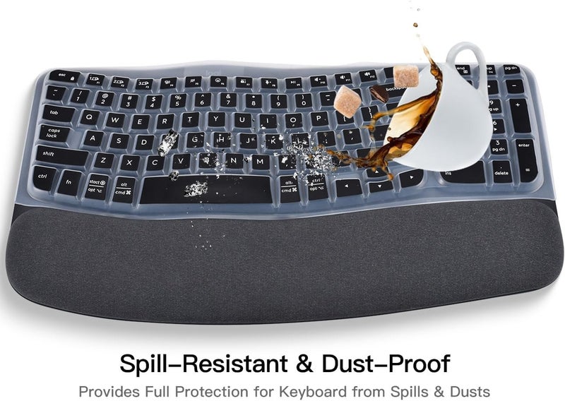 imComor Keyboard Cover for Logitech Wave Keys MK670 Combo Keyboard Skin, Logitech Wave Keys Wireless Ergonomic Keyboard Cover Protector Skin Accessories, Black - Image 5